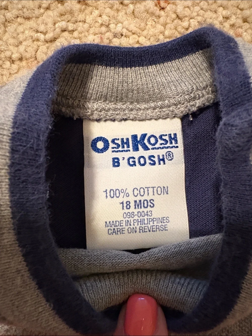 OshKosh B'gosh Gray, Red & Navy Construction Romper